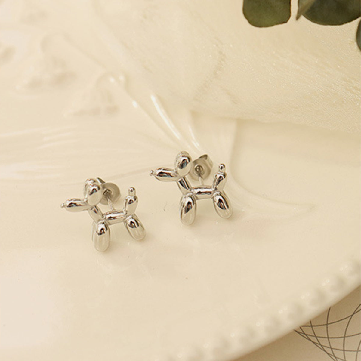 Puppy Stud Earrings 18K Gold-Plated